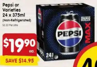 Spar Pepsi or Varieties 24 x 375ml offer