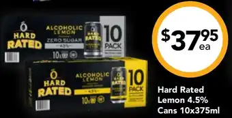 Hard Rated Lemon 4.5% Cans 10x375ml