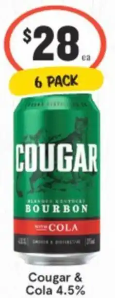 IGA Liquor Cougar & Cola 4.5% 6 Pack offer