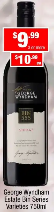 Liquor Stax George Wyndham Estate Bin Series Varieties 750ml offer