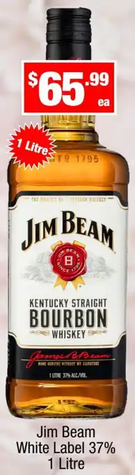 Liquor Stax Jim Beam White Label 37% 1 Litre offer