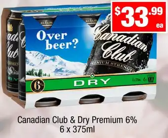 Liquor Stax Canadian Club & Dry Premium 6% 6 x 375ml offer