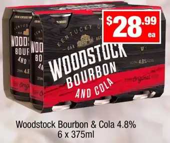 Liquor Stax Woodstock Bourbon & Cola 4.8% 6 x 375ml offer