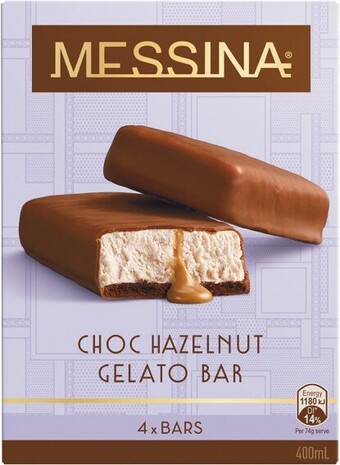 Woolworths Messina Gelato Bars 400ml Pk 4 offer