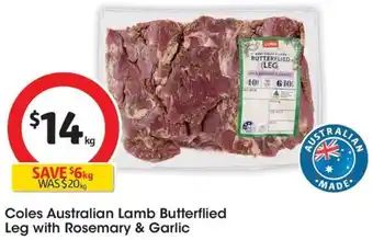 Coles Coles Australian Lamb Butterflied Leg with Rosemary & Garlic offer