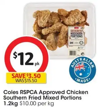 Coles Coles RSPCA Approved Chicken Southern Fried Mixed Portions 1.2kg offer