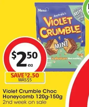 Coles Violet Crumble Choc Honeycomb 120g-150g offer