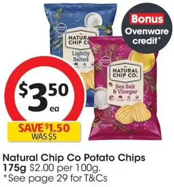 Coles Natural Chip Co Potato Chips 175g offer