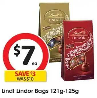 Coles Lindt Lindor Bags 121g-125g offer