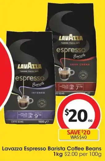Coles Lavazza Espresso Barista Coffee Beans 1kg offer