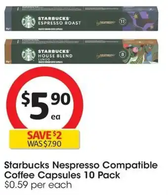 Coles Starbucks Nespresso Compatible Coffee Capsules 10 Pack offer