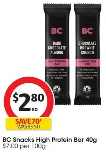 Coles BC Snacks High Protein Bar 40g offer