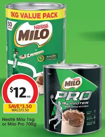 Coles Nestlé Milo 1kg or Milo Pro 700g offer