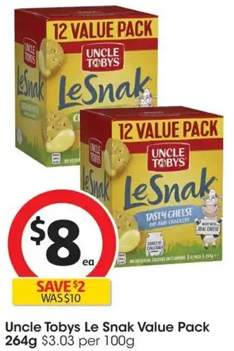 Coles Uncle Tobys Le Snak Value Pack 264g offer