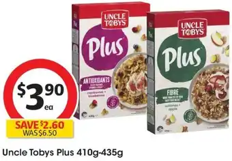 Coles Uncle Tobys Plus 410g-435g offer