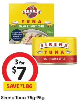 Coles Sirena Tuna 75g-95g offer