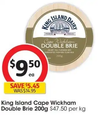 Coles King Island Cape Wickham Double Brie 200g offer