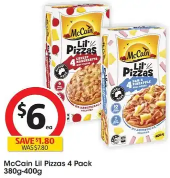 Coles McCain Lil Pizzas 4 Pack 380g-400g offer