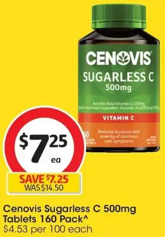 Coles Cenovis Sugarless C 500mg Tablets 160 Pack offer