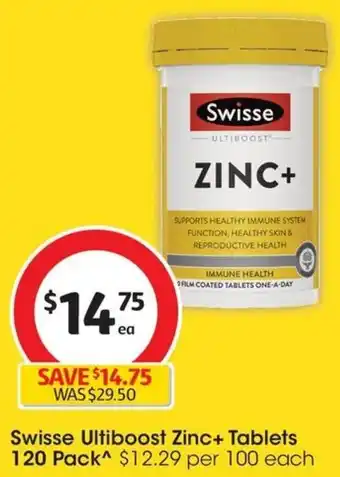 Coles Swisse Ultiboost Zinc+ Tablets 120 Pack offer