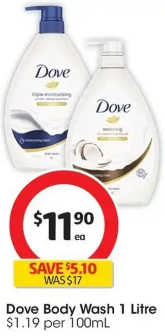 Coles Dove Body Wash 1 Litre offer