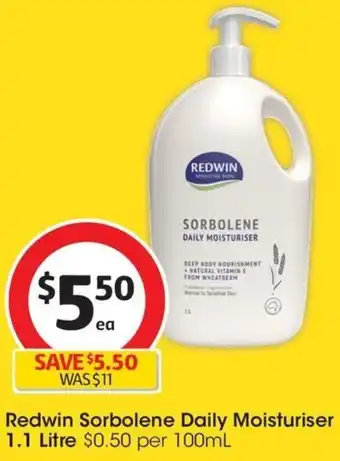 Coles Redwin Sorbolene Daily Moisturiser 1.1 Litre offer