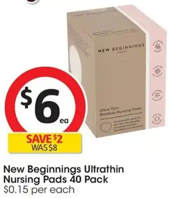 Coles New Beginnings Ultrathin Nursing Pads 40 Pack offer