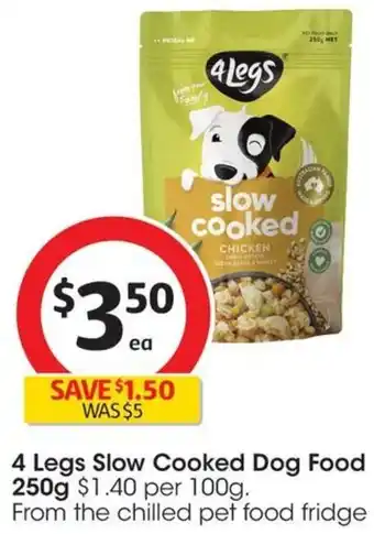 Coles 4 Legs Slow Cooked Dog Food 250g offer