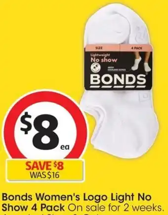 Coles Bonds Women's Logo Light No Show 4 Pack offer
