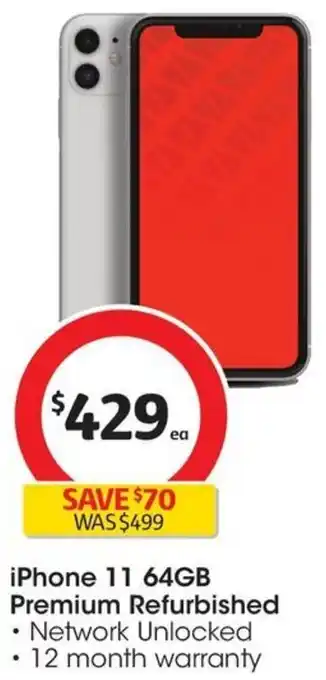 Coles iPhone 11 64GB Premium Refurbished offer