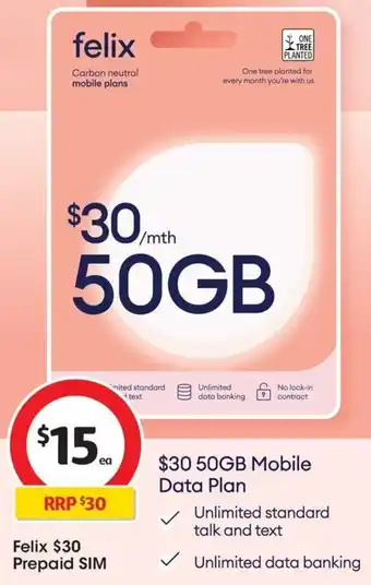 Coles Felix $30 Prepaid SIM offer
