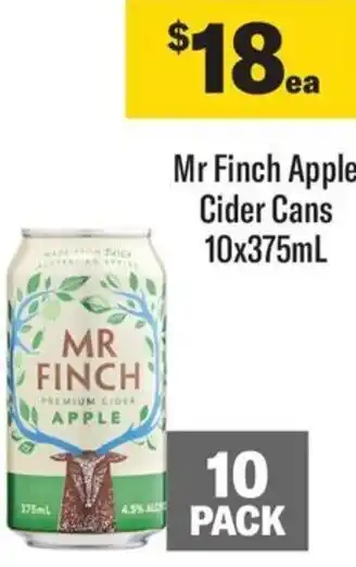 Coles Mr Finch Apple Cider Cans 10x375mL offer