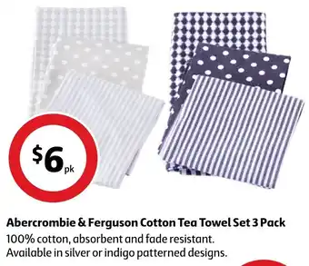 Coles Abercrombie & Ferguson Cotton Tea Towel Set 3 Pack offer