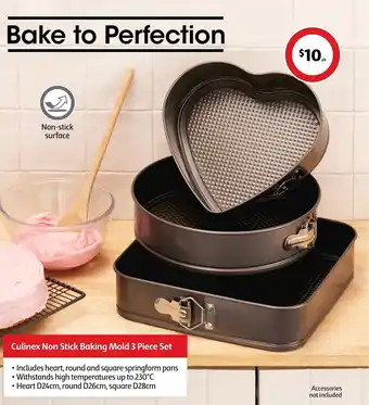 Coles Culinex Non Stick Baking Mold 3 Piece Set offer