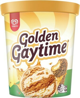 Streets Paddle Pop Rainbow, Choc Banana, Golden Gaytime or Bubble O'Bill 1 Litre