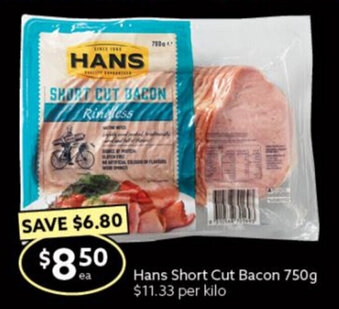 Ritchies Hans Short Cut Bacon 750g offer