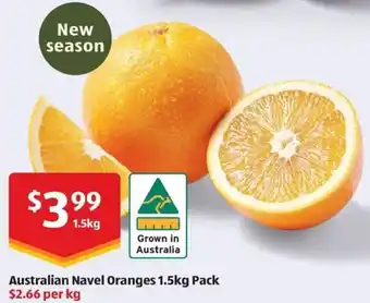 ALDI Australian Navel Oranges 1.5kg Pack offer