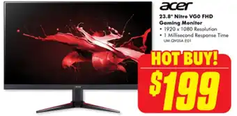 The Good Guys acer 23.8* Nitro VGO FHD Gaming Monitor offer