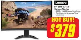 The Good Guys Lenovo 27" QHD Curved Gaming Monitor offer