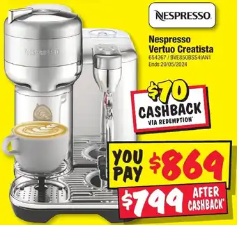 JB Hi-Fi NESPRESSO Vertuo Creatista offer