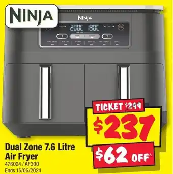 JB Hi-Fi NINJA Dual Zone 7.6 Litre Air Fryer offer