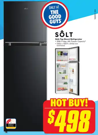 The Good Guys SOLT 266L Top Mount Refrigerator offer