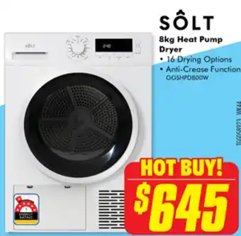The Good Guys SÔLT 8kg Heat Pump Dryer offer