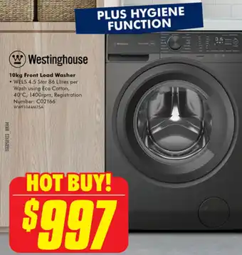 The Good Guys Westinghouse 10kg Front Load Washer offer