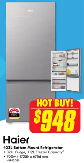 The Good Guys Haier 433L Bottom Mount Refrigerator offer
