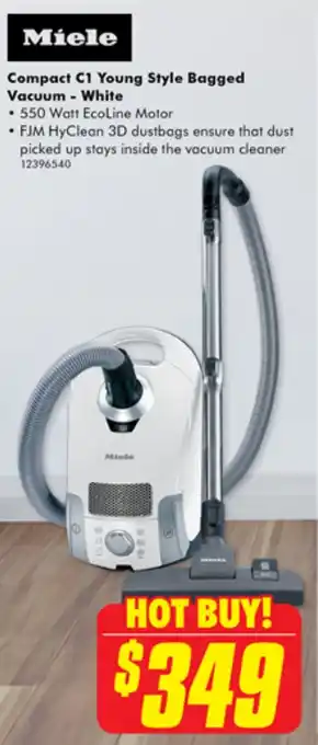 The Good Guys Miele Compact C1 Young Style Bagged Vacuum - White offer