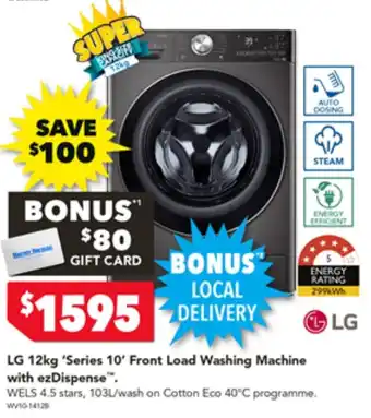 LG 12kg 'Series 10' Front Load Washing Machine with ezDispense