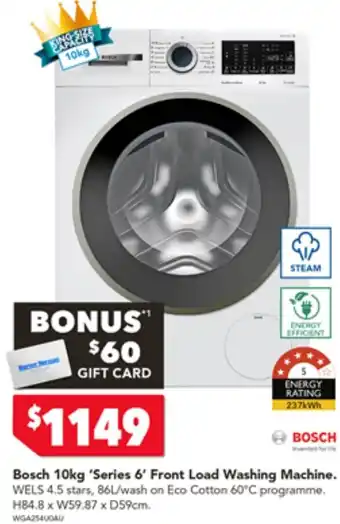 Harvey Norman Bosch 10kg 'Series 6' Front Load Washing Machine offer