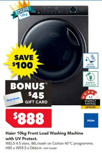 Haier 10kg Front Load Washing Machine with UV Protect