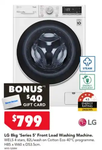 Harvey Norman LG 8kg 'Series 5' Front Load Washing Machine offer